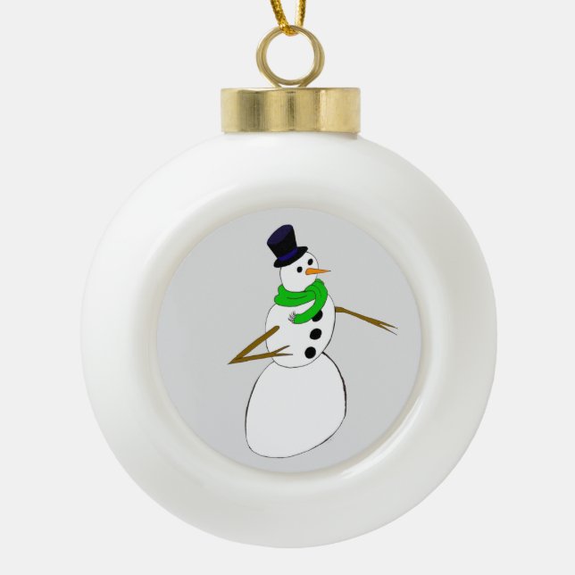 a snowman       ceramic ball christmas ornament (Front)