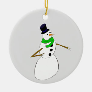a snowman ceramic ornament