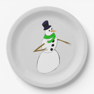 a snowman paper plate