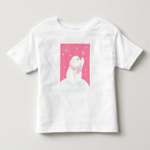 A snowman reaching for a falling snowflake toddler t-shirt