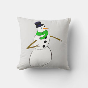 a snowman throw pillow