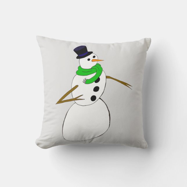 a snowman throw pillow (Front)
