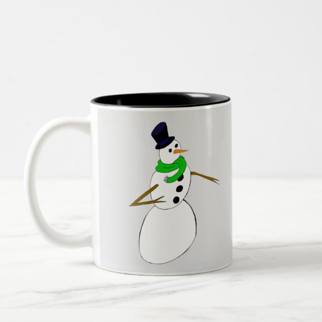 a snowman   Two-Tone coffee mug (Left)