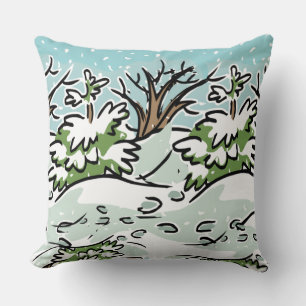 A Snowy Forest - Throw Pillow