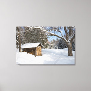 A snowy scene at the AMC's Little Lyford Pond Canvas Print