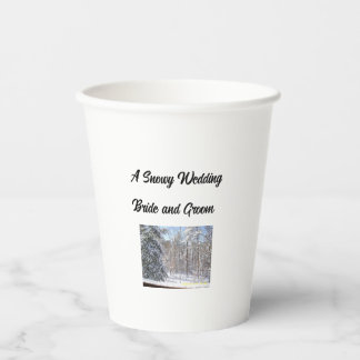 A Snowy Wedding 8 oz Paper Cups w/lids