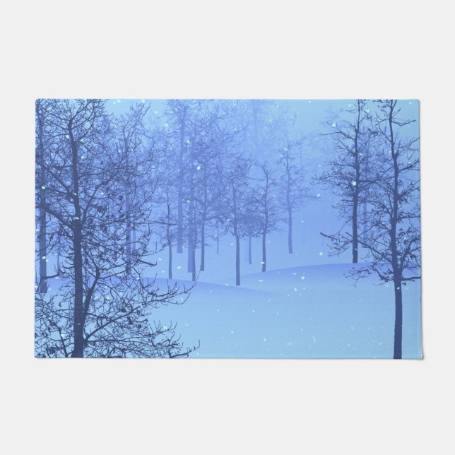 A Snowy Winter Woods on a Doormat (Front)