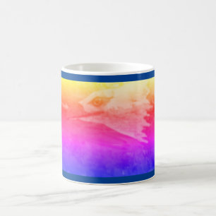 A soaring eagle at home in a sunset sky coffee mug