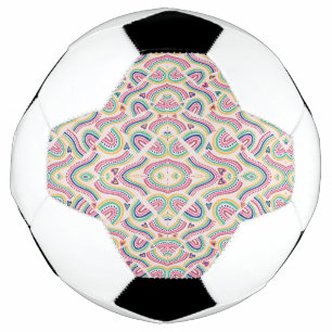 A soccer ball featuring black and white panels
