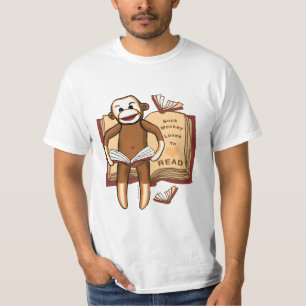 A Sock Monkey Reads  T-Shirt