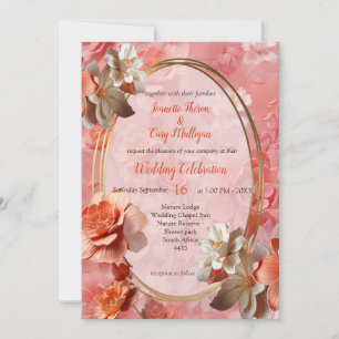 A soft 2024 colour of Peach Fuzz Flowers Invitation