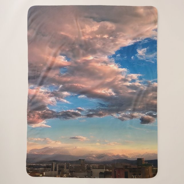 A Soft, Dreamy Sky Sherpa Blanket (Front)