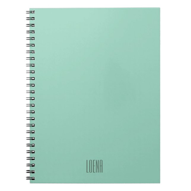 A soft mint muted solid colour. notebook (Front)