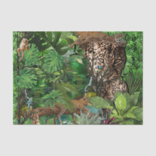 A soft tan colour repeat pattern of many leopards tissue paper