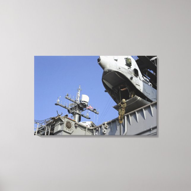 A soldier fast-ropes canvas print (Front)