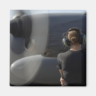 A soldier monitors the performance magnet