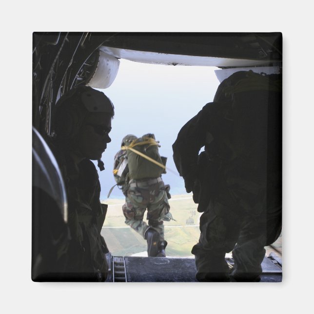 A Soldier performs a static-line jump Magnet (Front)