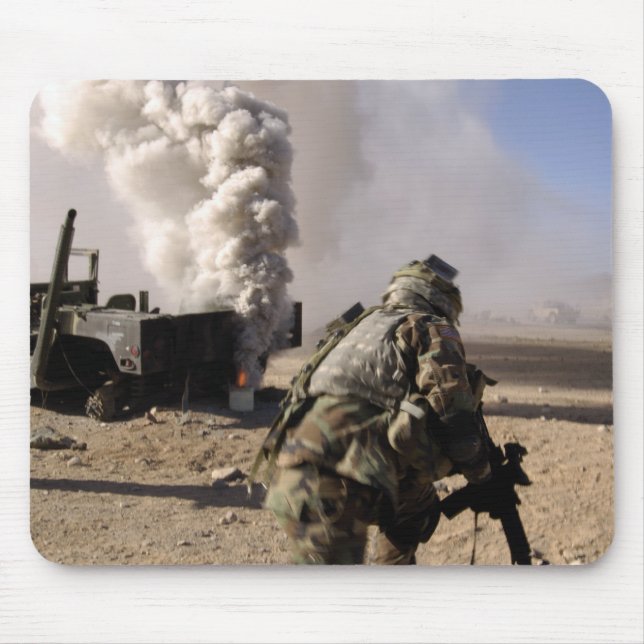A Soldier reacts to a controlled explos Mouse Pad (Front)
