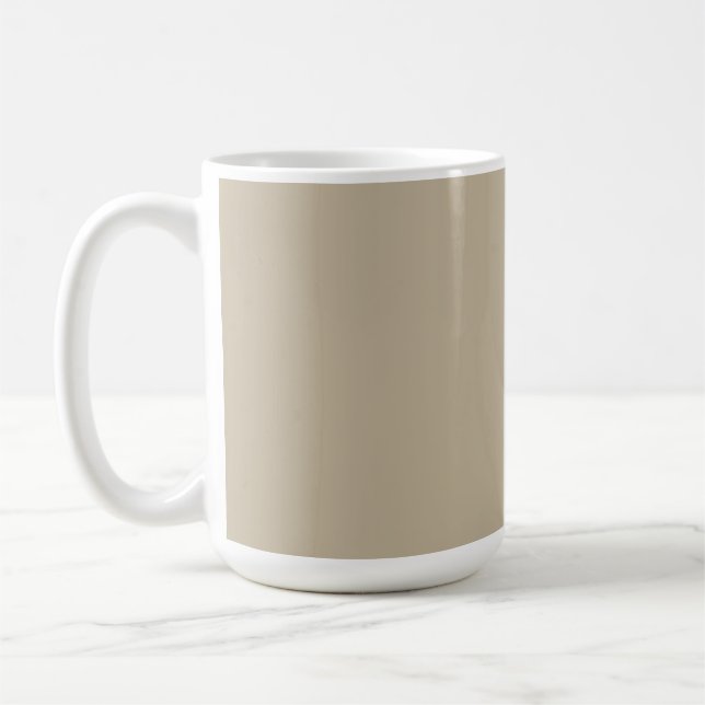 A solid brown background with a smooth, uniform te coffee mug (Left)