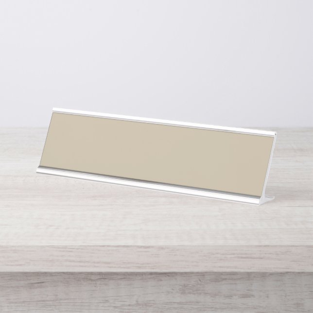 A solid brown background with a smooth, uniform te desk name plate (Front)
