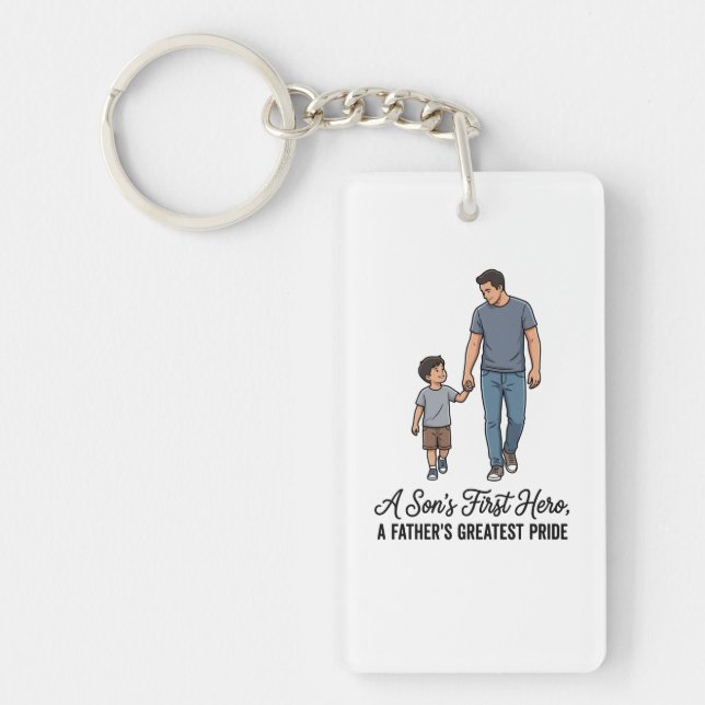 A Son’s First Hero Father Sweatshirt Keychain (Front)