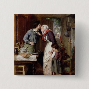 A Son's Devotion, 1868 (oil on canvas) 2 Inch Square Button