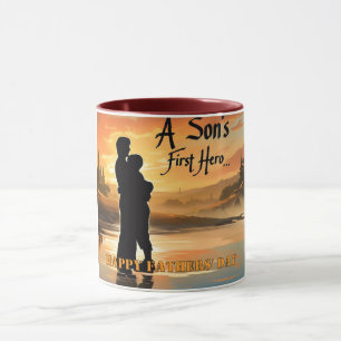 A SON'S FIRST HERO Fathers' Day Custom T-Shirt Mug