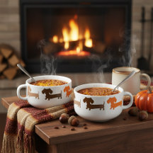 Dachshund Chili Bowl Mug Cosy Automne Couleurs