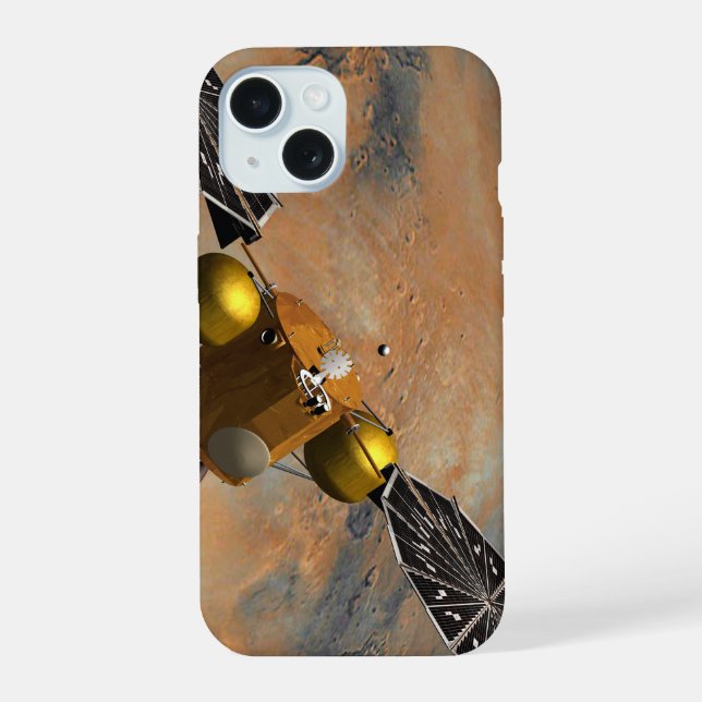 A Spacecraft Orbiting Mars. iPhone 15 Case (Back)
