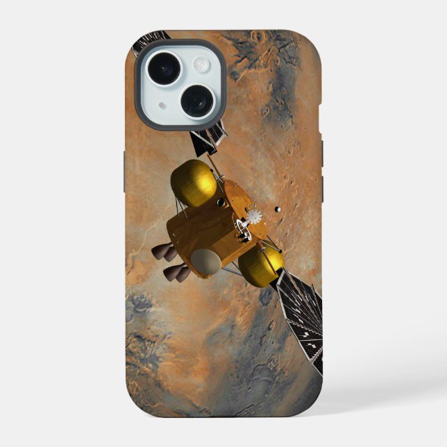 A Spacecraft Orbiting Mars. iPhone 15 Case (Back)