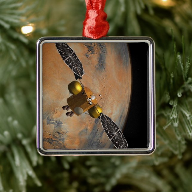 A Spacecraft Orbiting Mars. Metal Ornament (Tree)