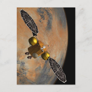 A Spacecraft Orbiting Mars. Postcard