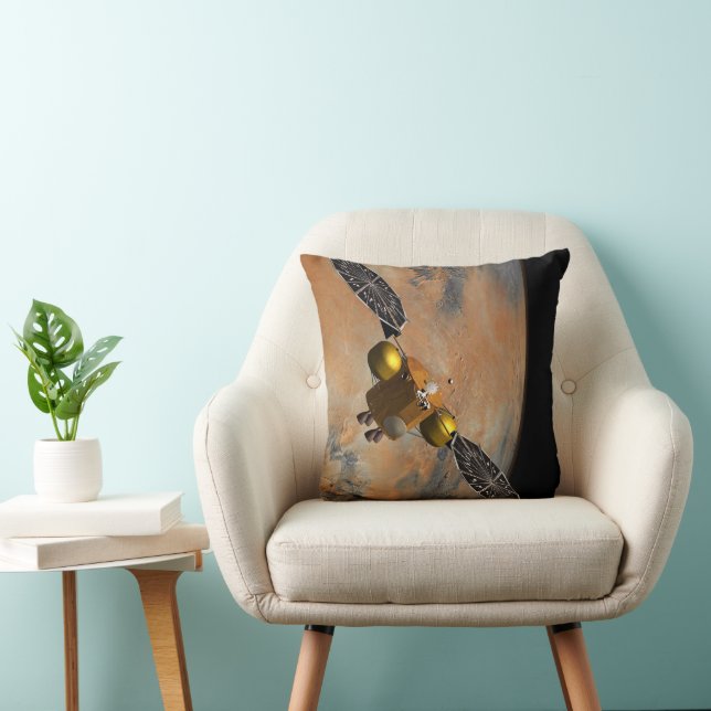 A Spacecraft Orbiting Mars. Throw Pillow (Chair)