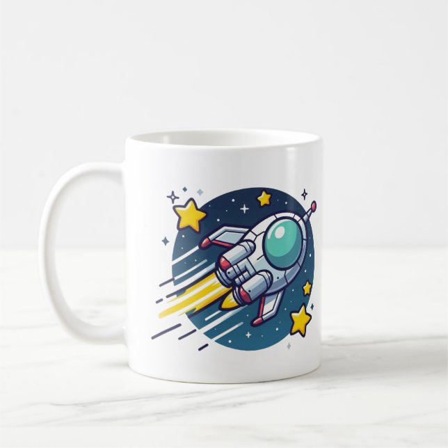 A spaceship coffee mug (Left)