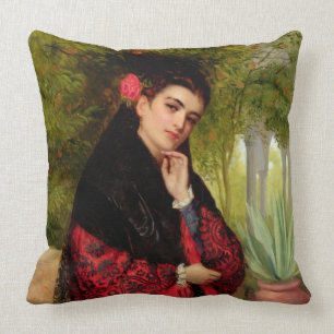 A Spanish Beauty, 1872 (oil on canvas) Throw Pillow