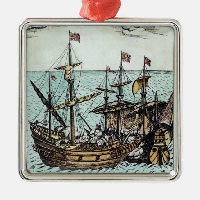 A Spanish Treasure Ship Metal Ornament (Front)