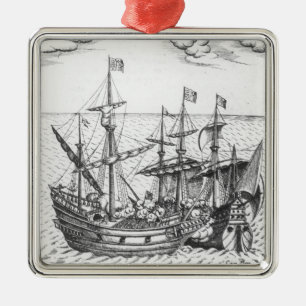 A Spanish Treasure Ship Metal Ornament