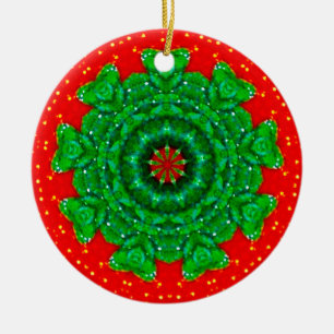 A Sparkling Christmas Fractal Ceramic Ornament
