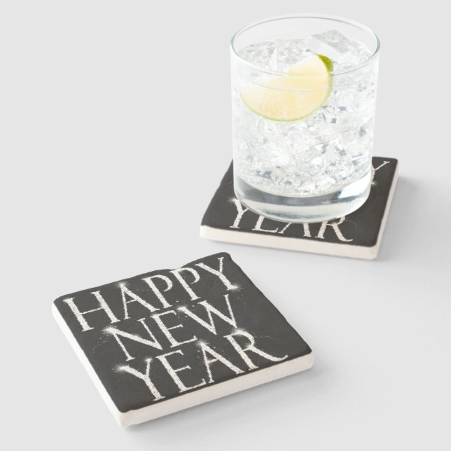 A Sparkling Happy New Year Stone Coaster (Side)