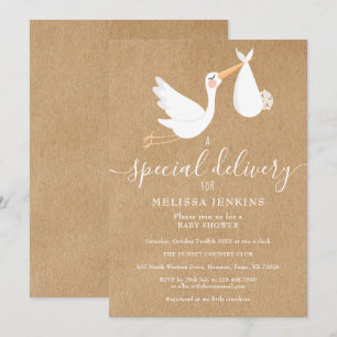 A Special Delivery Stork Baby Shower / Sprinkle Invitation