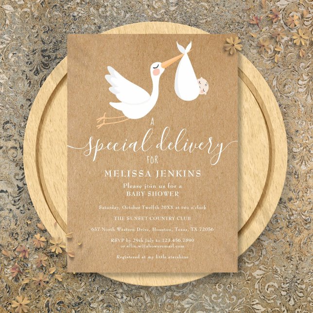 A Special Delivery Stork Baby Shower / Sprinkle Invitation (A Special Delivery Stork Baby Shower Sprinkle Invitation)