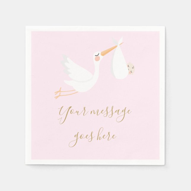 A Special Delivery Stork Baby Shower/Sprinkle Napkin (Front)