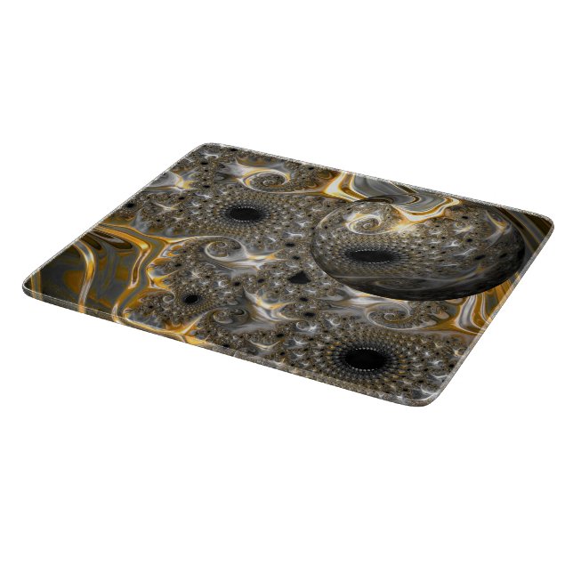 A Spherical Ballet in Silver and Gold Cutting Board (Corner)