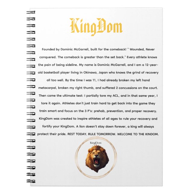 A spiral notebook that is motivational. (Front)