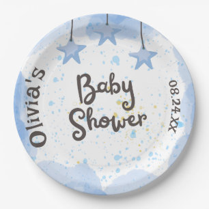 A Splash of Joy: Watercolor Baby Shower  Paper Plate