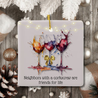 A Splash of Wine Watercolor Neighbourhood Ceramic Ornament