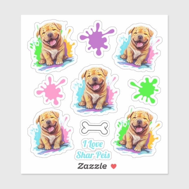 A Splatter of Shar Pei Stickers (Sheet)