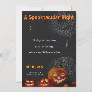 A Spooktacular Night Pumpkins & Spider Halloween Invitation