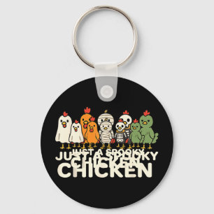 A Spooky Chicken Halloween Costume Cartoon Design Keychain