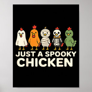 A Spooky Chicken Halloween Costume Cartoon Design Poster